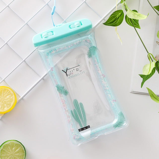 Cartoon Transparent Swimming Inflatable Air Bag Floating Mobile Phone Water-resistant Bag, Random Color Delivery