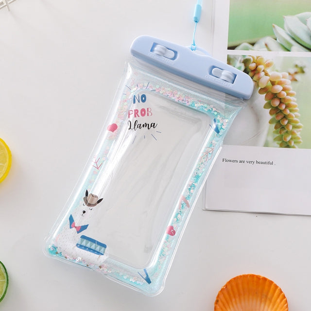 Cartoon Transparent Swimming Inflatable Air Bag Floating Mobile Phone Water-resistant Bag, Random Color Delivery