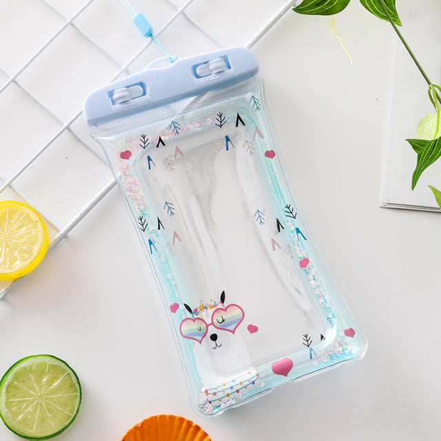Cartoon Transparent Swimming Inflatable Air Bag Floating Mobile Phone Water-resistant Bag, Random Color Delivery