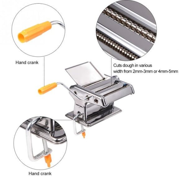 Household Stainless Steel Pasta Making Machine Manual Noodle Maker Spaghetti Hand Cutter