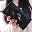 Long Gold Hollow Leaves Coin Purse Card Holders Wallet for Women(Black) - Wallets by PMC TechLife | Online Shopping South Africa | PMC TechLife | Buy Now Pay Later Mobicred