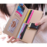 Long Gold Hollow Leaves Coin Purse Card Holders Wallet for Women(Black)