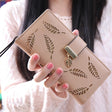 Long Gold Hollow Leaves Coin Purse Card Holders Wallet for Women(Apricot) - Wallets by PMC TechLife | Online Shopping South Africa | PMC TechLife | Buy Now Pay Later Mobicred