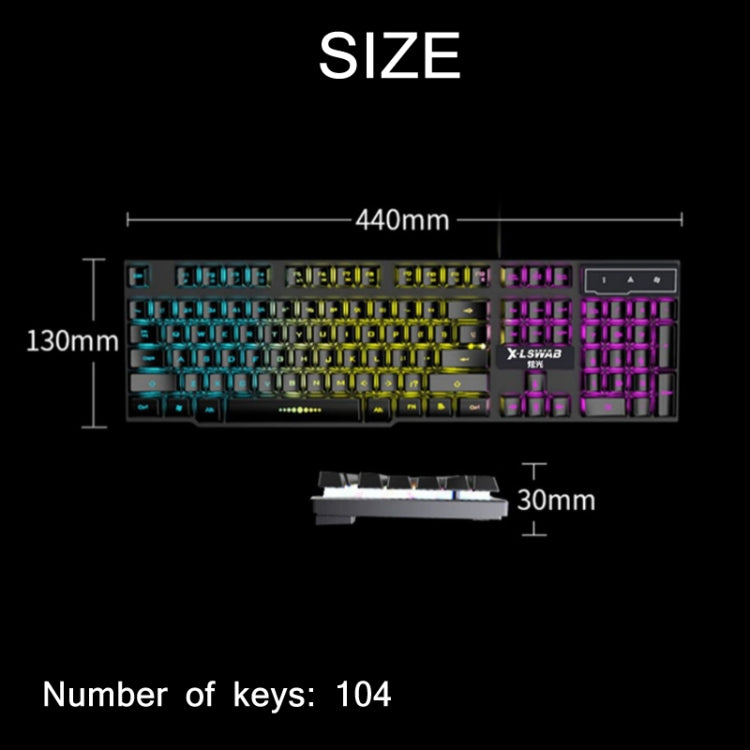 X-L SWAB GX50 Computer Manipulator Feel Wired Keyboard + Macro Programming Mouse, Color： Black Ice Blue