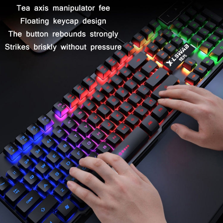 X-L SWAB GX50 Computer Manipulator Feel Wired Keyboard + Macro Programming Mouse, Color： White Mixed Light