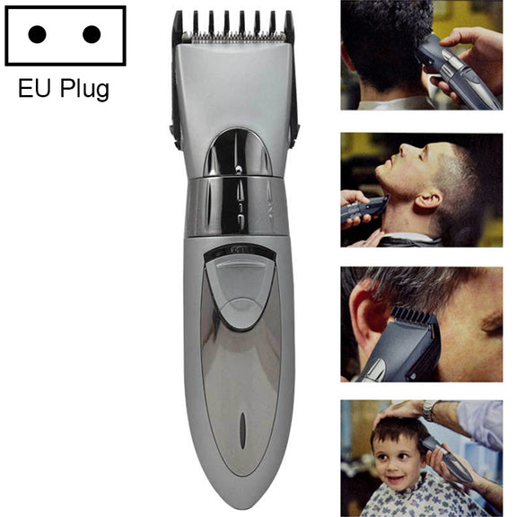 Water-resistant Electric Hair Clipper Rechargeable Hair Trimmer Hair Cutting Machine Haircut Beard Trimer, EU Plug(Grey)
