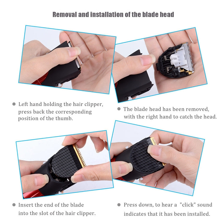 Waterproof Electric Hair Clipper Rechargeable Hair Trimmer Hair Cutting Machine Haircut Beard Trimer, EU Plug(Grey) - free shipping - PMC TechLife - Order now!