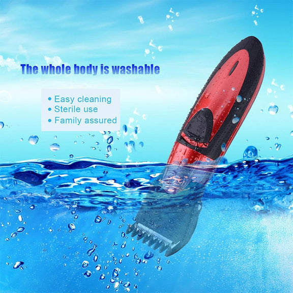 Water-resistant Electric Hair Clipper Rechargeable Hair Trimmer Hair Cutting Machine Haircut Beard Trimer, EU Plug(Grey)