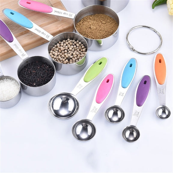 5 in 1 Stainless Steel Measuring Spoon Set Coffee Spoon Baking Kitchen Gadget, Style:Measuring Spoon(Color)