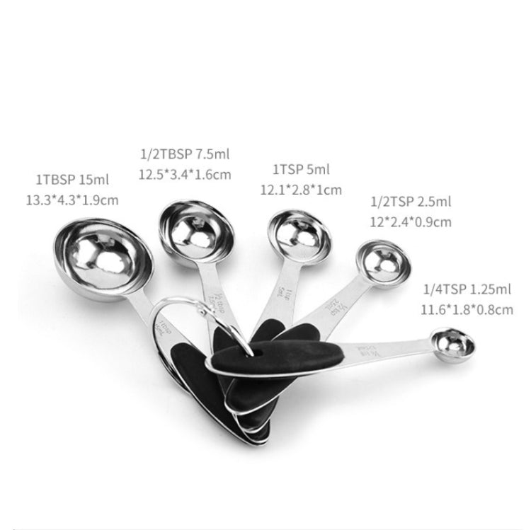 5 in 1 Stainless Steel Measuring Spoon Set Coffee Spoon Baking Kitchen Gadget, Style:Measuring Spoon(Color)