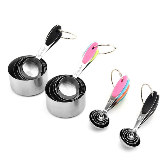 5 in 1 Stainless Steel Measuring Spoon Set Coffee Spoon Baking Kitchen Gadget, Style:Measuring Spoon(Color)