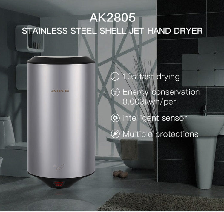 304 Stainless Steel Automatic SensorJet Hand Dryer High Speed Airflow for Home Hotel Airport Hands Drying Machine(Polished silver) - free shipping - PMC TechLife - Order now!