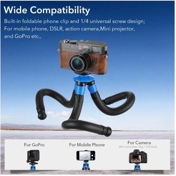 APEXEL APL-JJ07 Portable Hose Octopus Mini Mobile Phone Gopro Camera Selfie Live Stand(Blue Black)