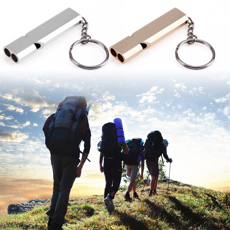 3 PCS Mini Portable 120db Double Pipe High Decibel Outdoor Camping Hiking Survival Whistle Double-frequency Emnergecy Whistle Keychain(Gold) - Emergency Tools by PMC TechLife | Online Shopping South Africa | PMC TechLife