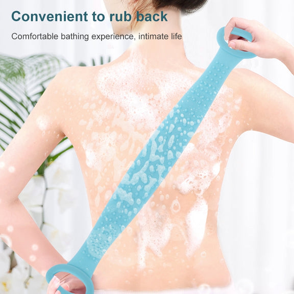 Silicone Massage Pull Strap Bath Brush Powerful Exfoliating Rubbing Bath Artifact(Sky Blue)