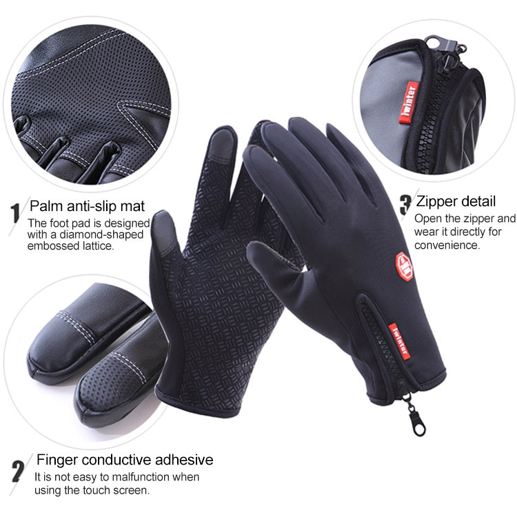 Cycling Gloves Full Finger Neoprene PU Breathable Leather Warm Winter Outdoor Sports Gloves(Pink)
