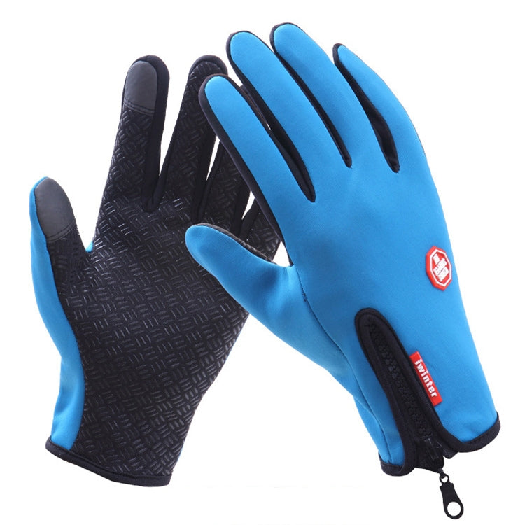 Cycling Gloves Full Finger Neoprene PU Breathable Leather Warm Winter Outdoor Sports Gloves(Blue) - Full Finger Gloves by PMC TechLife | Online Shopping South Africa | PMC TechLife | Buy Now Pay Later Mobicred