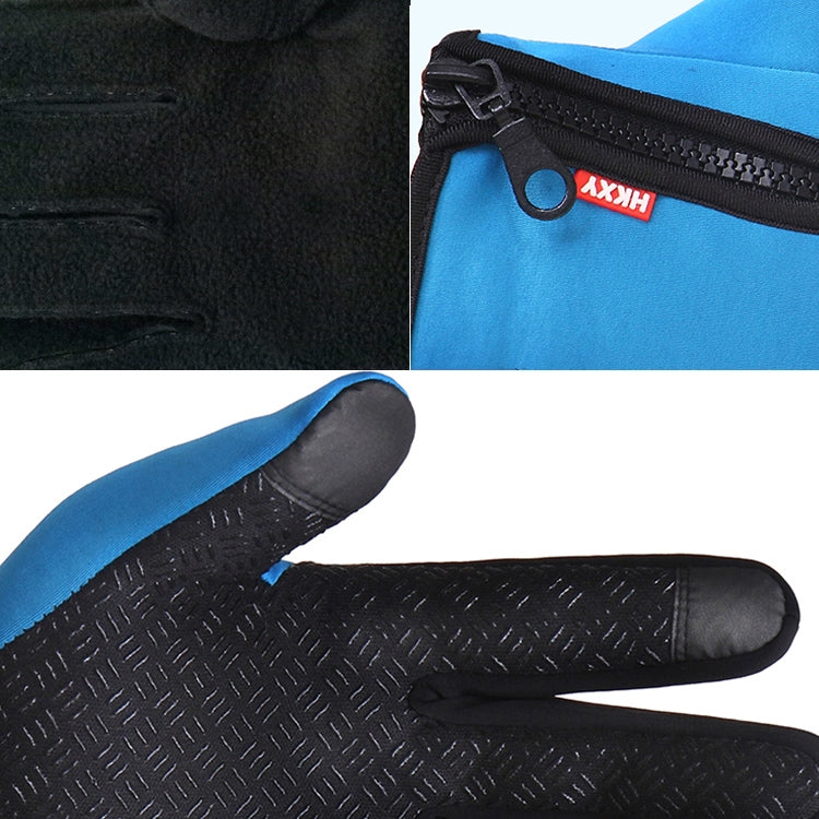 Cycling Gloves Full Finger Neoprene PU Breathable Leather Warm Winter Outdoor Sports Gloves(Blue) - Full Finger Gloves by PMC TechLife | Online Shopping South Africa | PMC TechLife | Buy Now Pay Later Mobicred