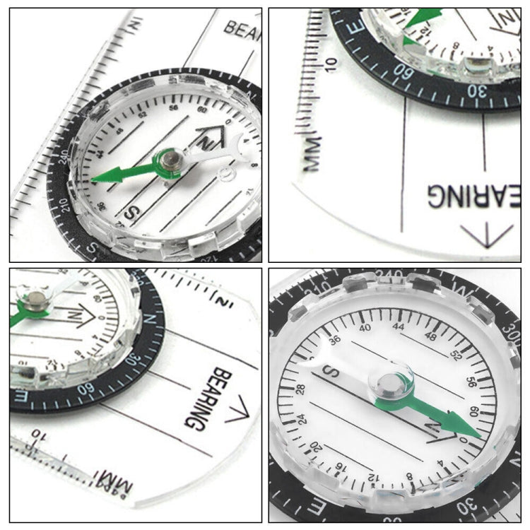 Professional Mini Compass Map Scale Ruler Multifunctional Equipment Outdoor Hiking Camping Survival