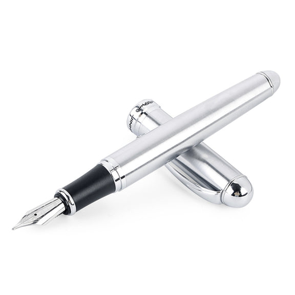 X750 Stationery Stainless Steel Fountain Pen Medium Nib Ink Pens School Oiifice Gift, Nib Size:0.5mm(Silver)