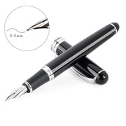 X750 Stationery Stainless Steel Fountain Pen Medium Nib Ink Pens School Oiifice Gift, Nib Size:0.5mm(Black)