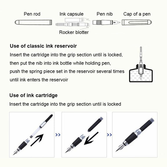 X750 Stationery Stainless Steel Fountain Pen Medium Nib Ink Pens School Oiifice Gift, Nib Size:0.5mm(Matte Black)