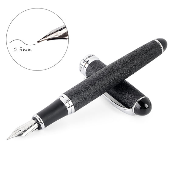 X750 Stationery Stainless Steel Fountain Pen Medium Nib Ink Pens School Oiifice Gift, Nib Size:0.5mm(Black Pattern)