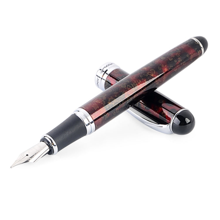 X750 Stationery Stainless Steel Fountain Pen Medium Nib Ink Pens School Oiifice Gift, Nib Size:0.5mm(Red Pattern)