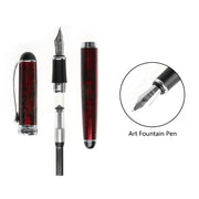 X750 Stationery Stainless Steel Fountain Pen Medium Nib Ink Pens School Oiifice Gift, Nib Size:0.5mm(Red Pattern)