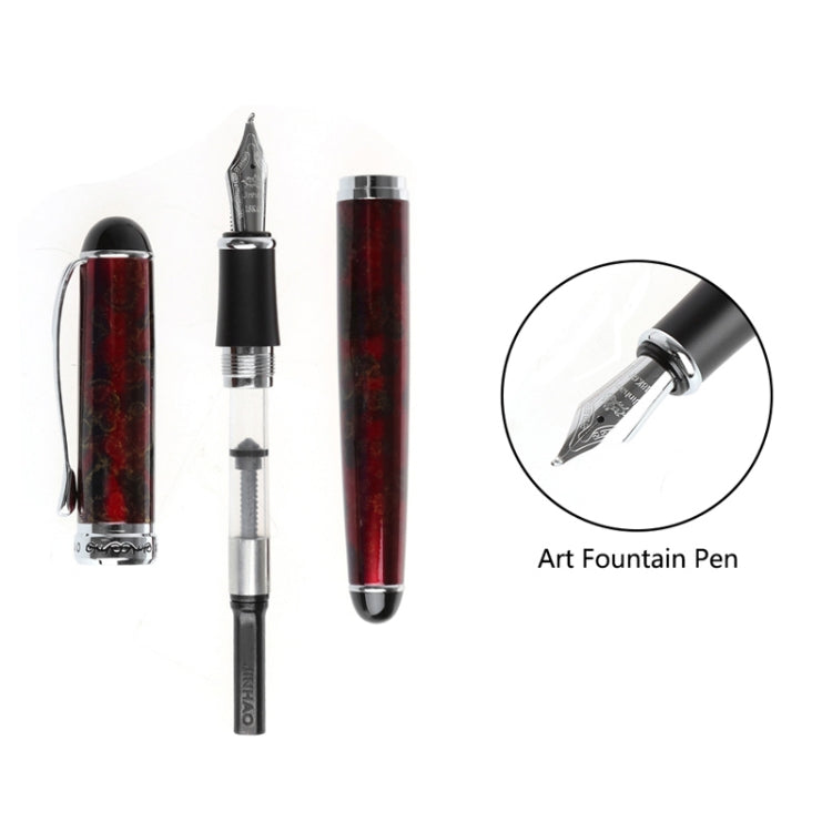 X750 Stationery Stainless Steel Fountain Pen Medium Nib Ink Pens School Oiifice Gift, Nib Size:0.5mm(Red Pattern)