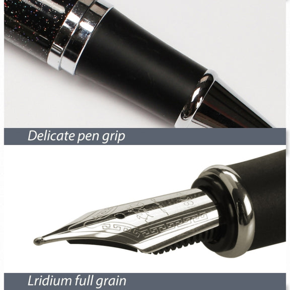 X750 Stationery Stainless Steel Fountain Pen Medium Nib Ink Pens School Oiifice Gift, Nib Size:0.5mm(Red Pattern)