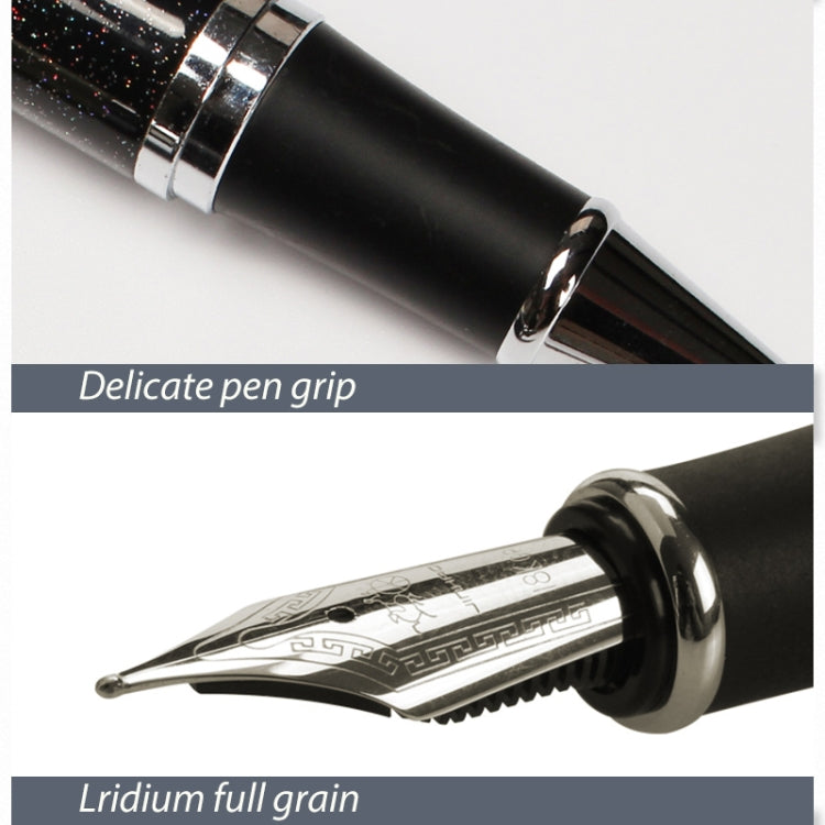 X750 Stationery Stainless Steel Fountain Pen Medium Nib Ink Pens School Oiifice Gift, Nib Size:0.5mm(Red Pattern)