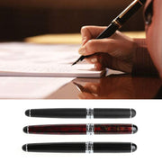 X750 Stationery Stainless Steel Fountain Pen Medium Nib Ink Pens School Oiifice Gift, Nib Size:0.5mm(Red Pattern)