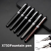 X750 Stationery Stainless Steel Fountain Pen Medium Nib Ink Pens School Oiifice Gift, Nib Size:0.5mm(Red Pattern)