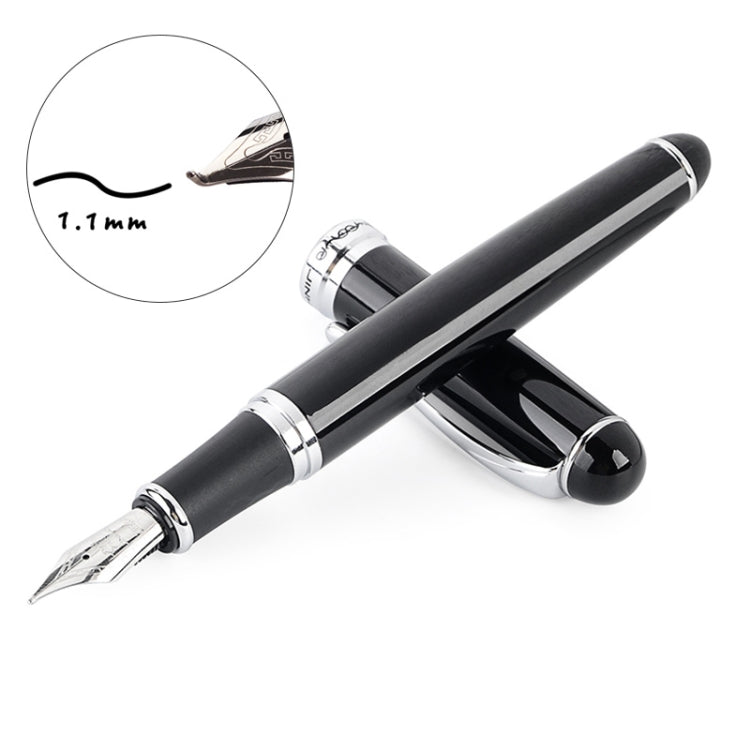 X750 Stationery Stainless Steel Fountain Pen Medium Nib Ink Pens School Oiifice Gift, Nib Size:1.1mm(Black) - Fountain Pens by PMc TechLife | Online Shopping South Africa | PMc TechLife | Buy Now Pay Later Mobicred