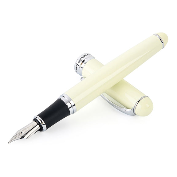 X750 Stationery Stainless Steel Fountain Pen Medium Nib Ink Pens School Oiifice Gift, Nib Size:1.1mm(Ivory)