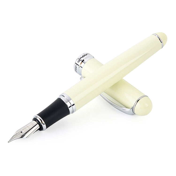 X750 Stationery Stainless Steel Fountain Pen Medium Nib Ink Pens School Oiifice Gift, Nib Size:1.1mm(Ivory)
