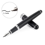 X750 Stationery Stainless Steel Fountain Pen Medium Nib Ink Pens School Oiifice Gift, Nib Size:1.1mm(Matte Black)