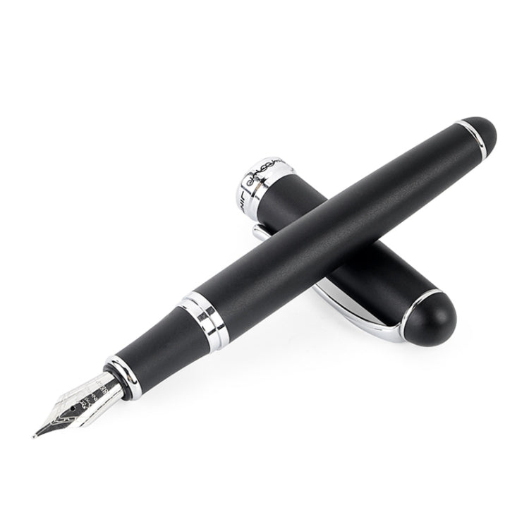 X750 Stationery Stainless Steel Fountain Pen Medium Nib Ink Pens School Oiifice Gift, Nib Size:1.1mm(Matte Black)