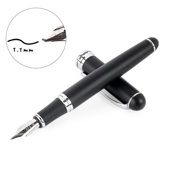 X750 Stationery Stainless Steel Fountain Pen Medium Nib Ink Pens School Oiifice Gift, Nib Size:1.1mm(Matte Black)