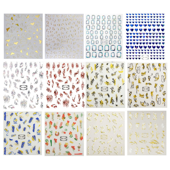 TH-759 10pcs Frosted Transparent Back Adhesive Bronzing Smudged Nail Art Sticker