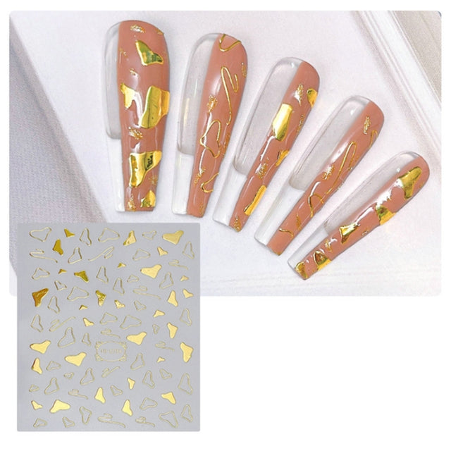 TH-759 10pcs Frosted Transparent Back Adhesive Bronzing Smudged Nail Art Sticker