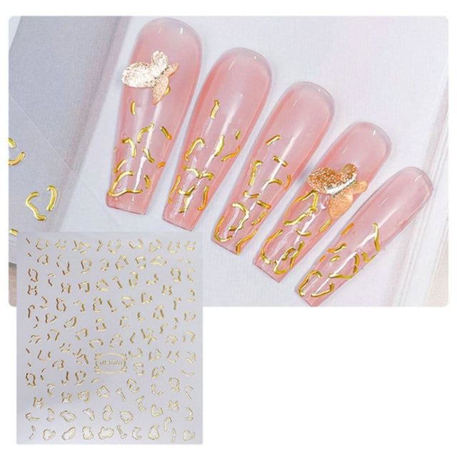 TH-760 10pcs Frosted Transparent Back Adhesive Bronzing Smudged Nail Art Sticker