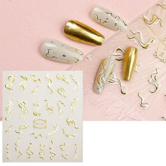 TH-1102 10pcs Frosted Transparent Back Adhesive Bronzing Smudged Nail Art Sticker