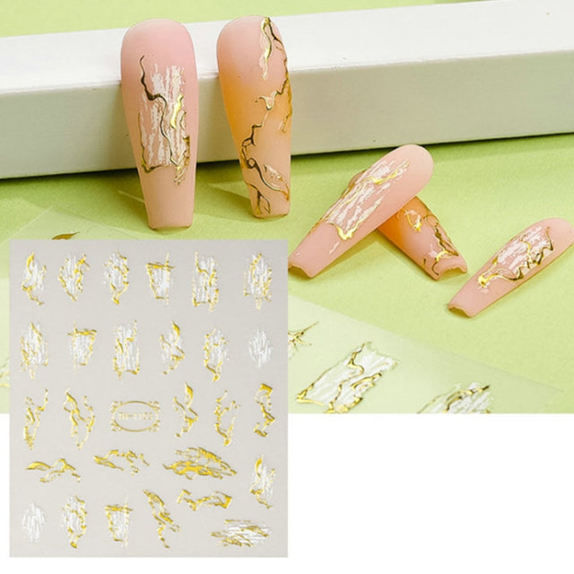 TH-1103 10pcs Frosted Transparent Back Adhesive Bronzing Smudged Nail Art Sticker