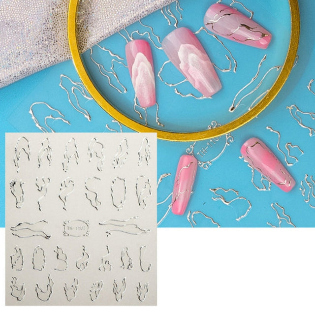 TH-1107 10pcs Frosted Transparent Back Adhesive Bronzing Smudged Nail Art Sticker
