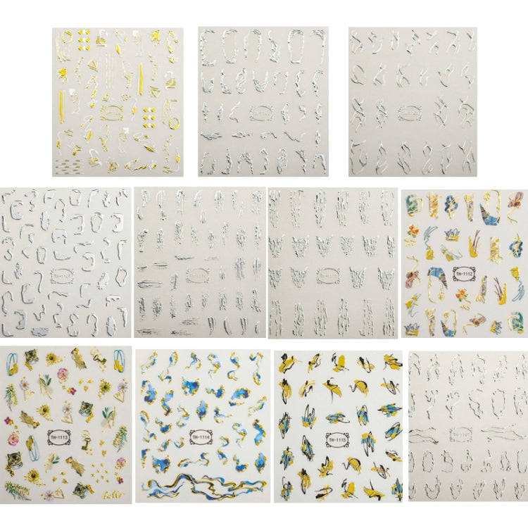 TH-1110 10pcs Frosted Transparent Back Adhesive Bronzing Smudged Nail Art Sticker