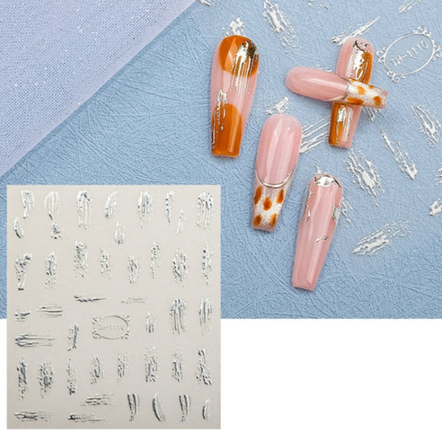 TH-1110 10pcs Frosted Transparent Back Adhesive Bronzing Smudged Nail Art Sticker