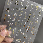 TH-1115 10pcs Frosted Transparent Back Adhesive Bronzing Smudged Nail Art Sticker