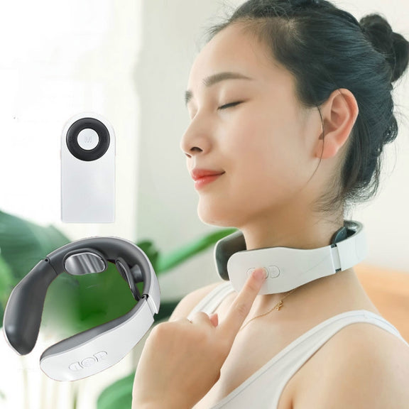 Cervical Massager Electromagnetic Pulse Heating Neck Protector, Style:Battery